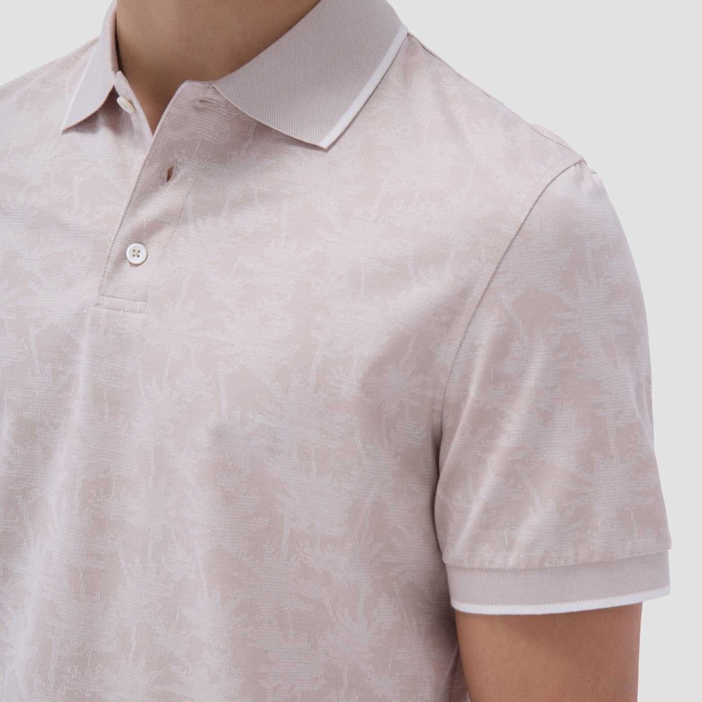 Bugatchi Palm Tree Jacquard Polo Shirt Sand