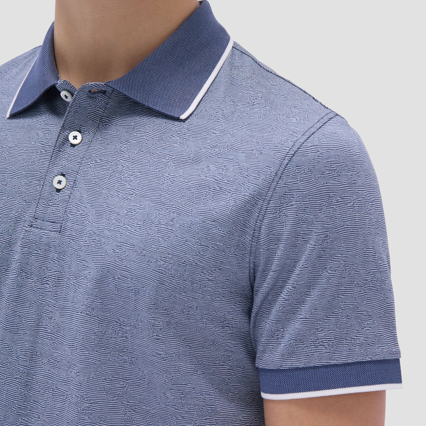Bugatchi Textured Jacquard Polo Shirt Navy