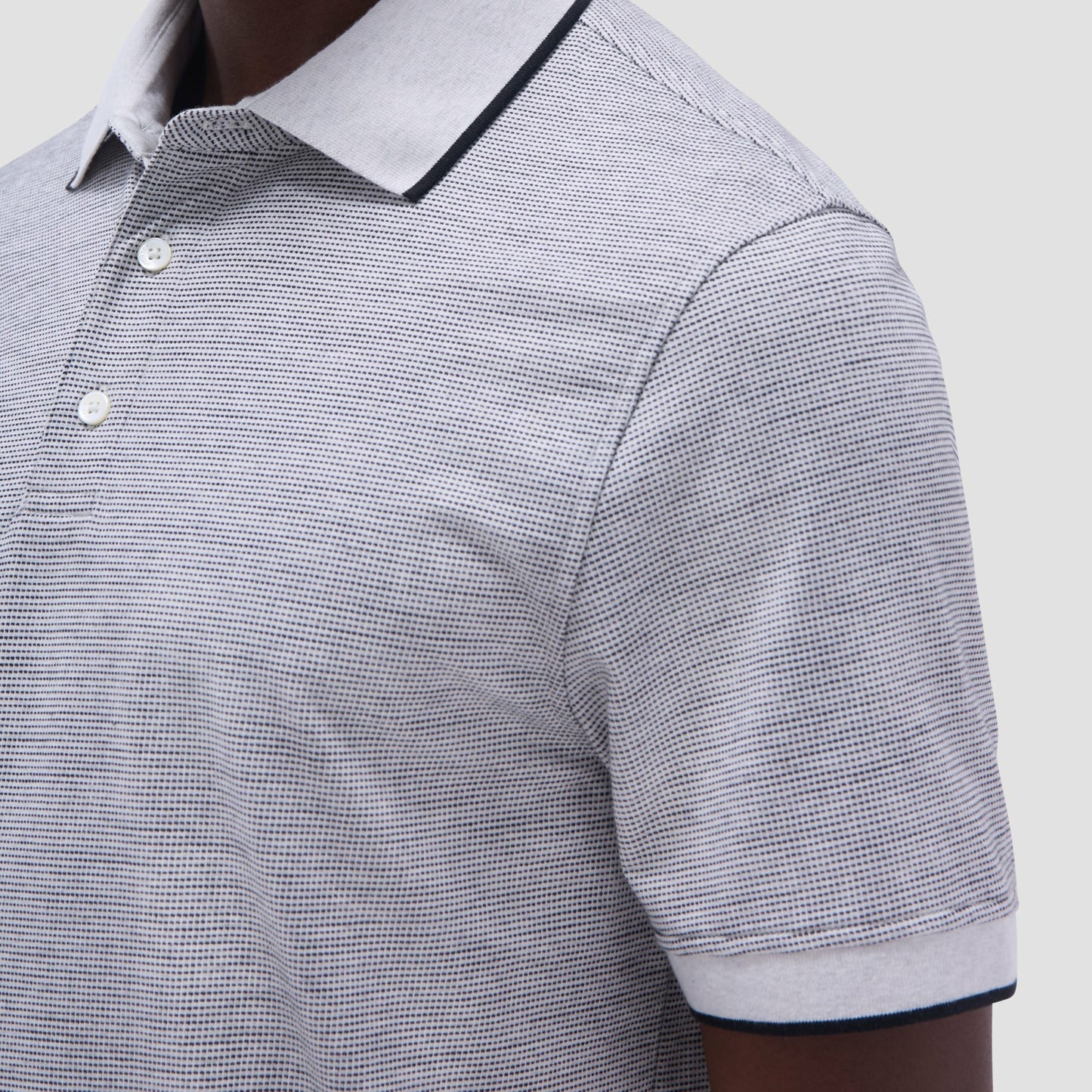 Bugatchi Two-Tone Bird's Eye Polo Shirt Chalk
