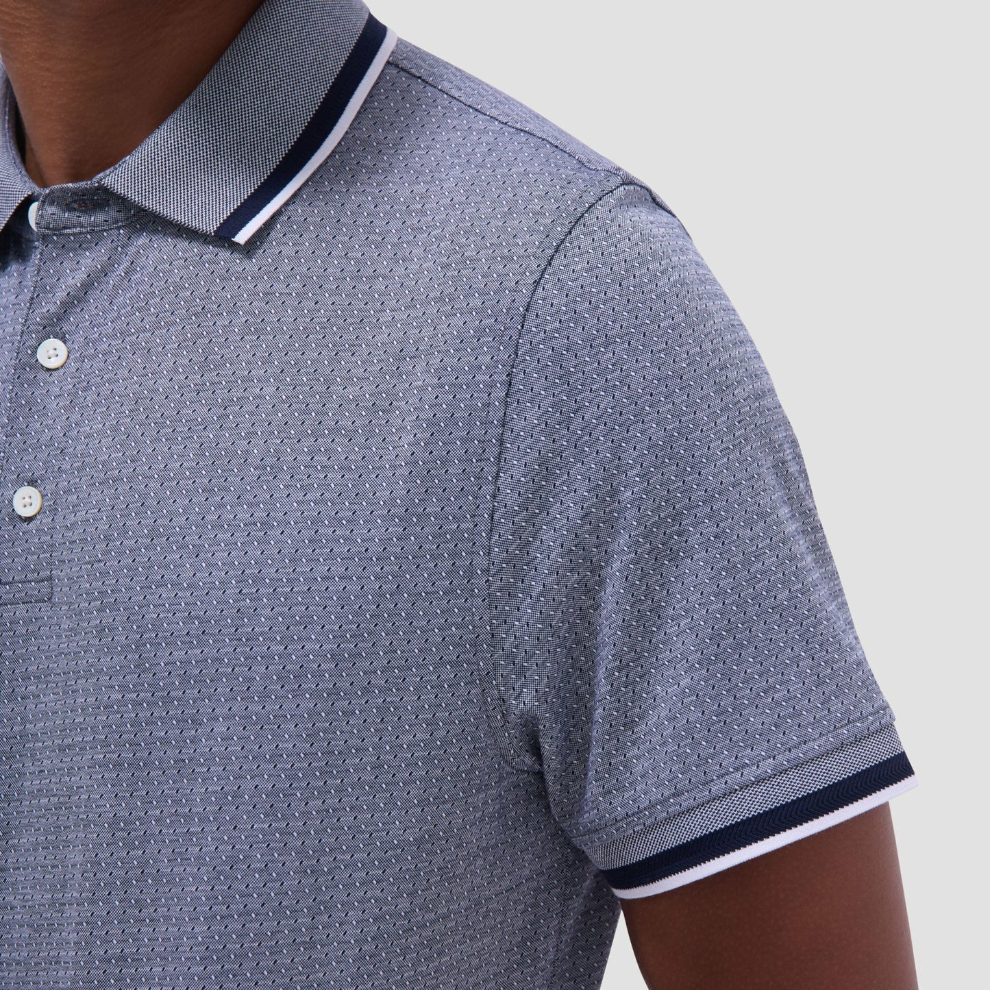 Bugatchi Speckled Bird's Eye Polo Shirt Navy