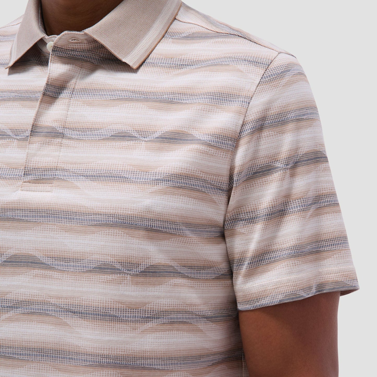 Bugatchi Wave Bird's Eye Polo Shirt Sand