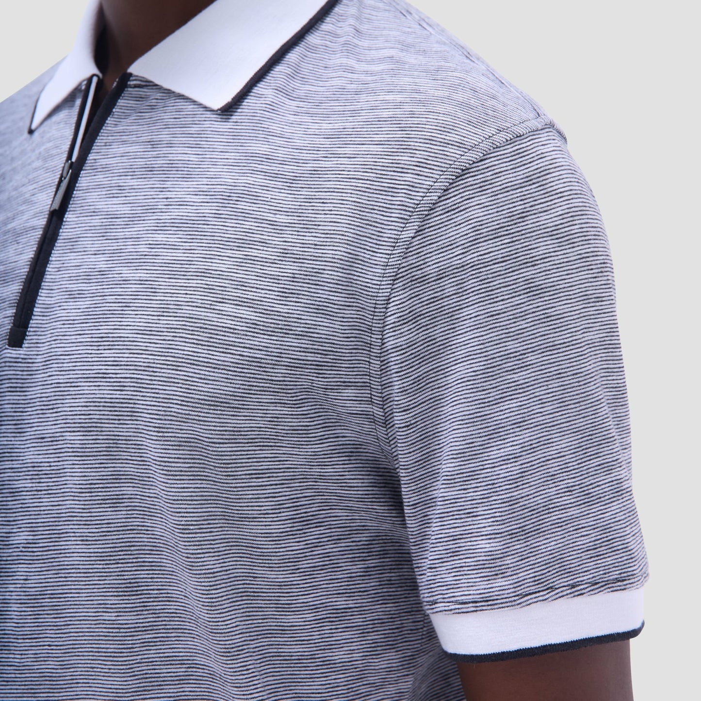 Bugatchi Textured Quarter-Zip Polo Shirt Black