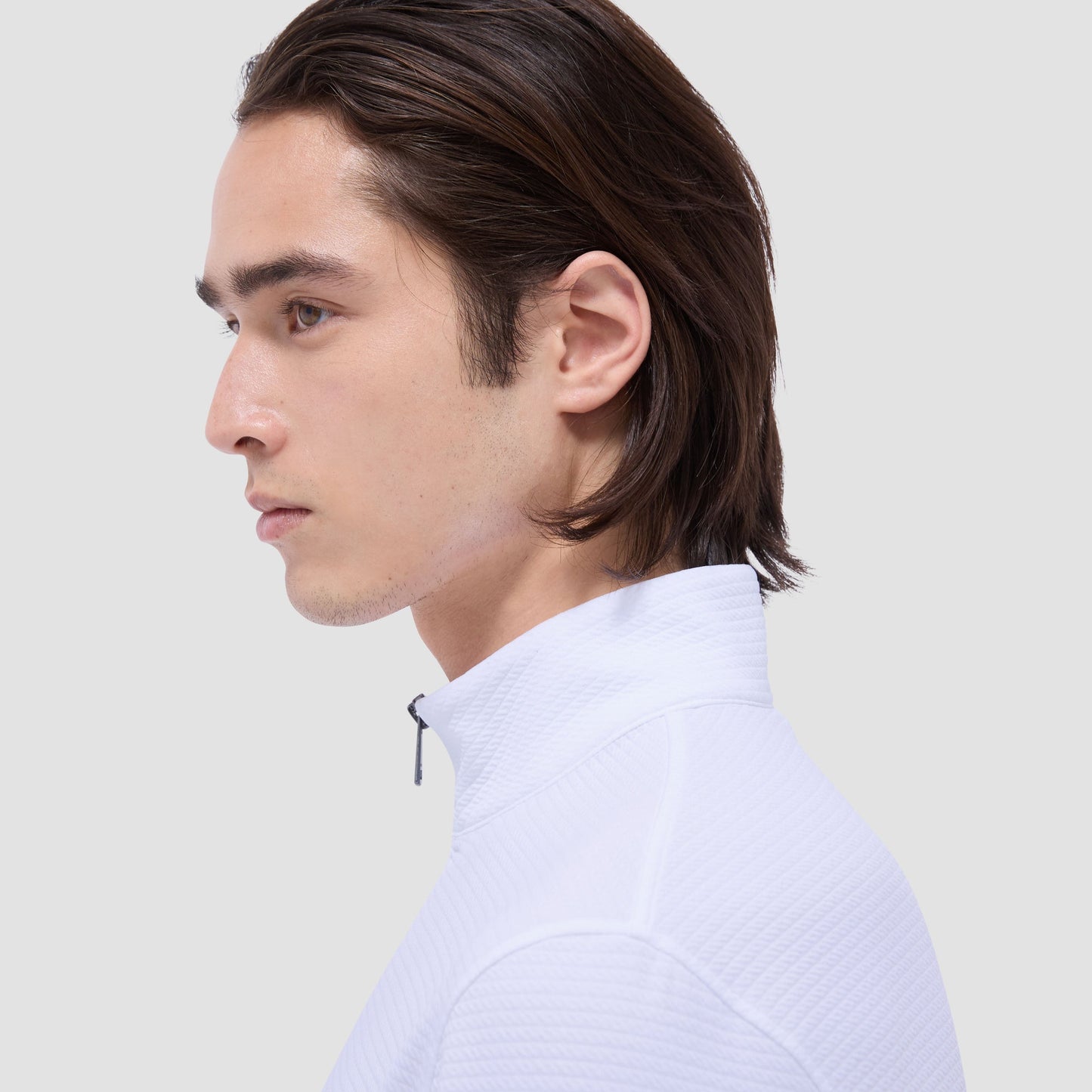 Bugatchi Textured Performance Quarter-Zip Pullover White