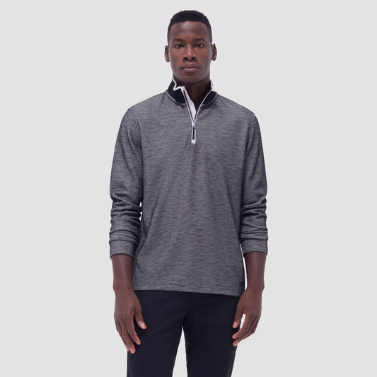 Bugatchi Jacquard Performance Quarter-Zip Pullover Black