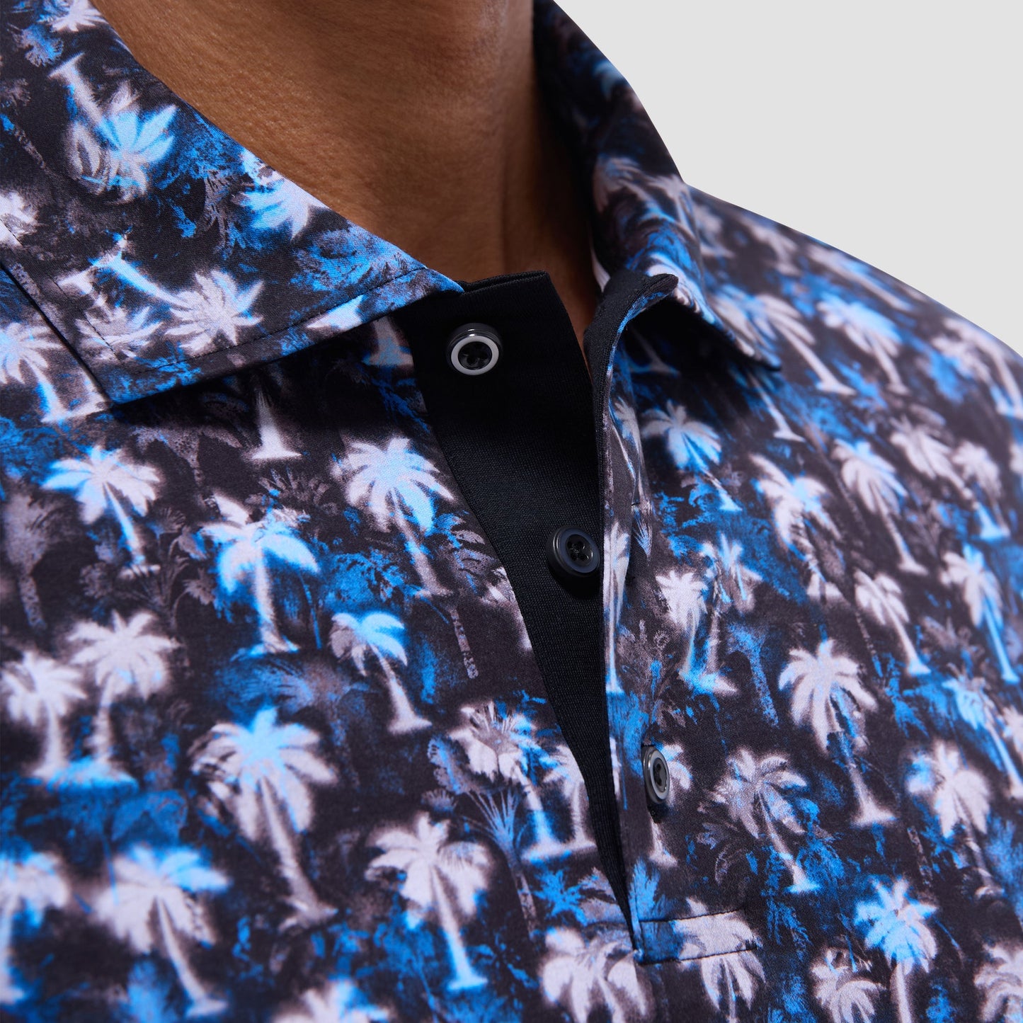 Bugatchi Hendrix Palm Tree Polo Shirt Black