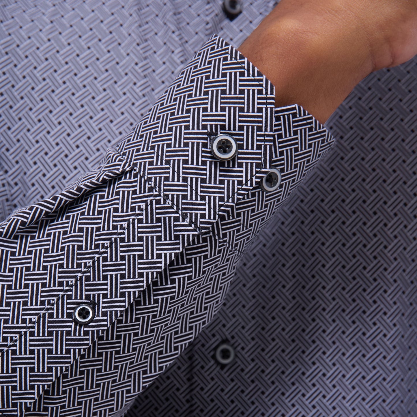 Bugatchi James Basketweave OoohCotton® Shirt Black