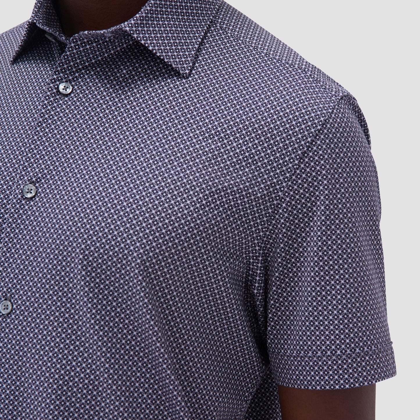 Bugatchi Miles Geometric OoohCotton® Short-Sleeve Shirt Black