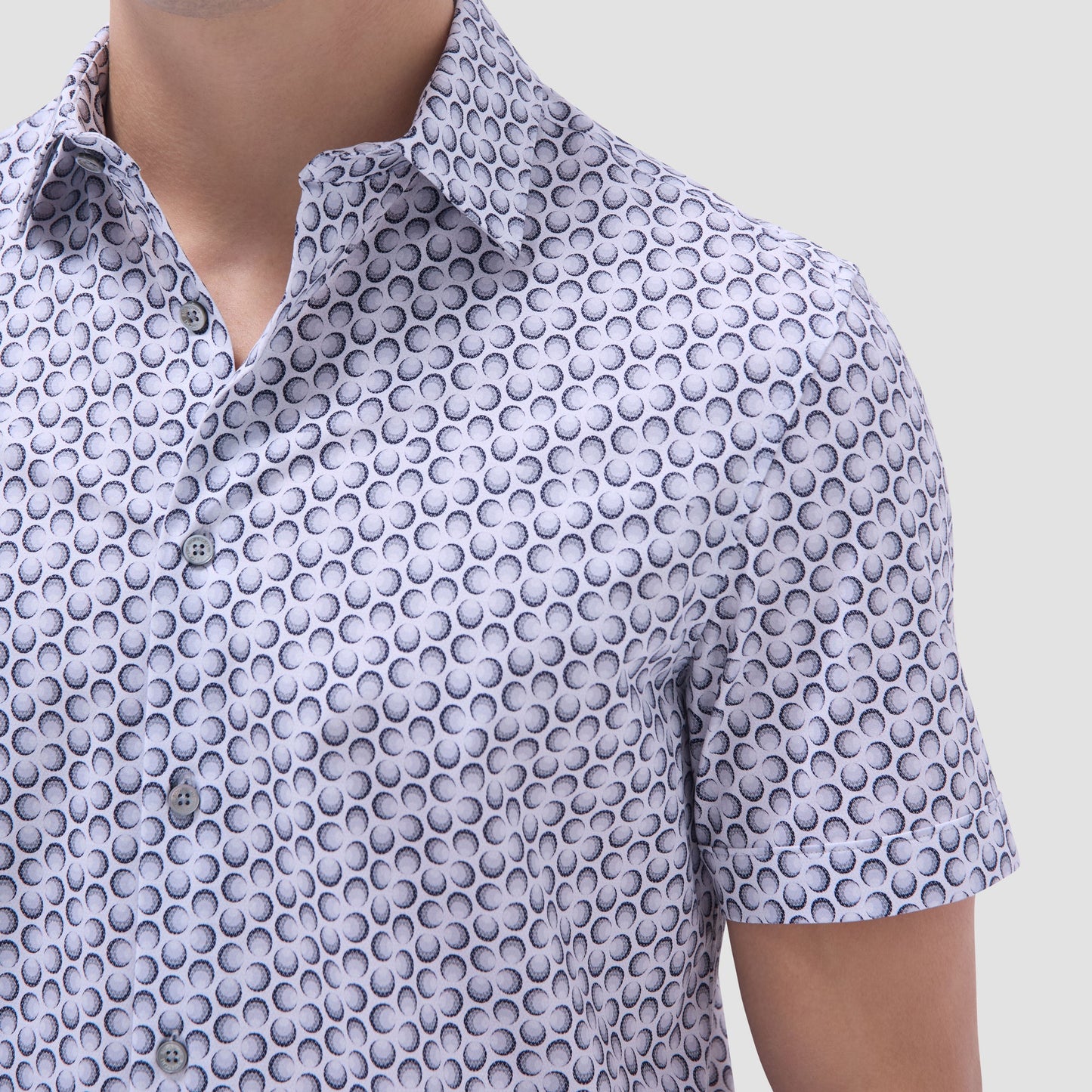 Bugatchi Miles Geometric OoohCotton® Short-Sleeve Shirt Zinc