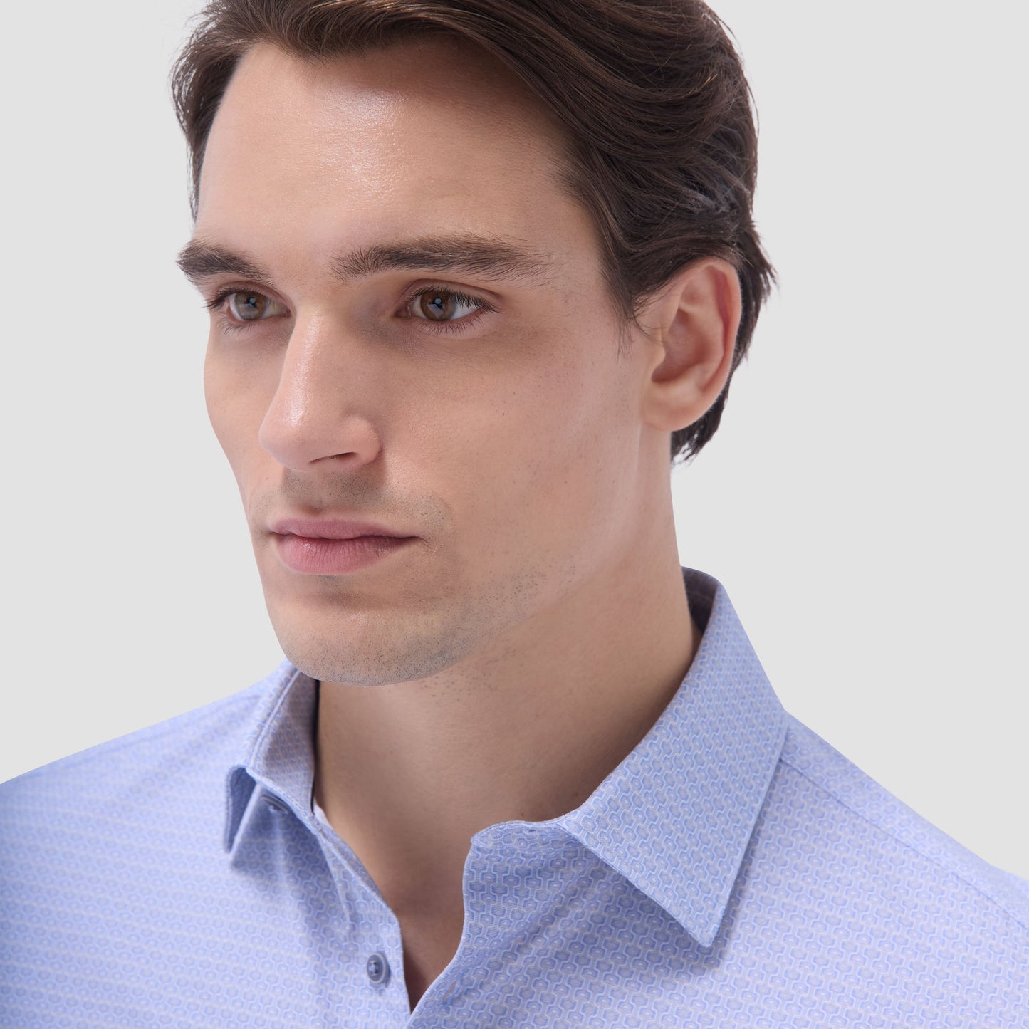 Bugatchi James Geometric OoohCotton® Shirt Air Blue