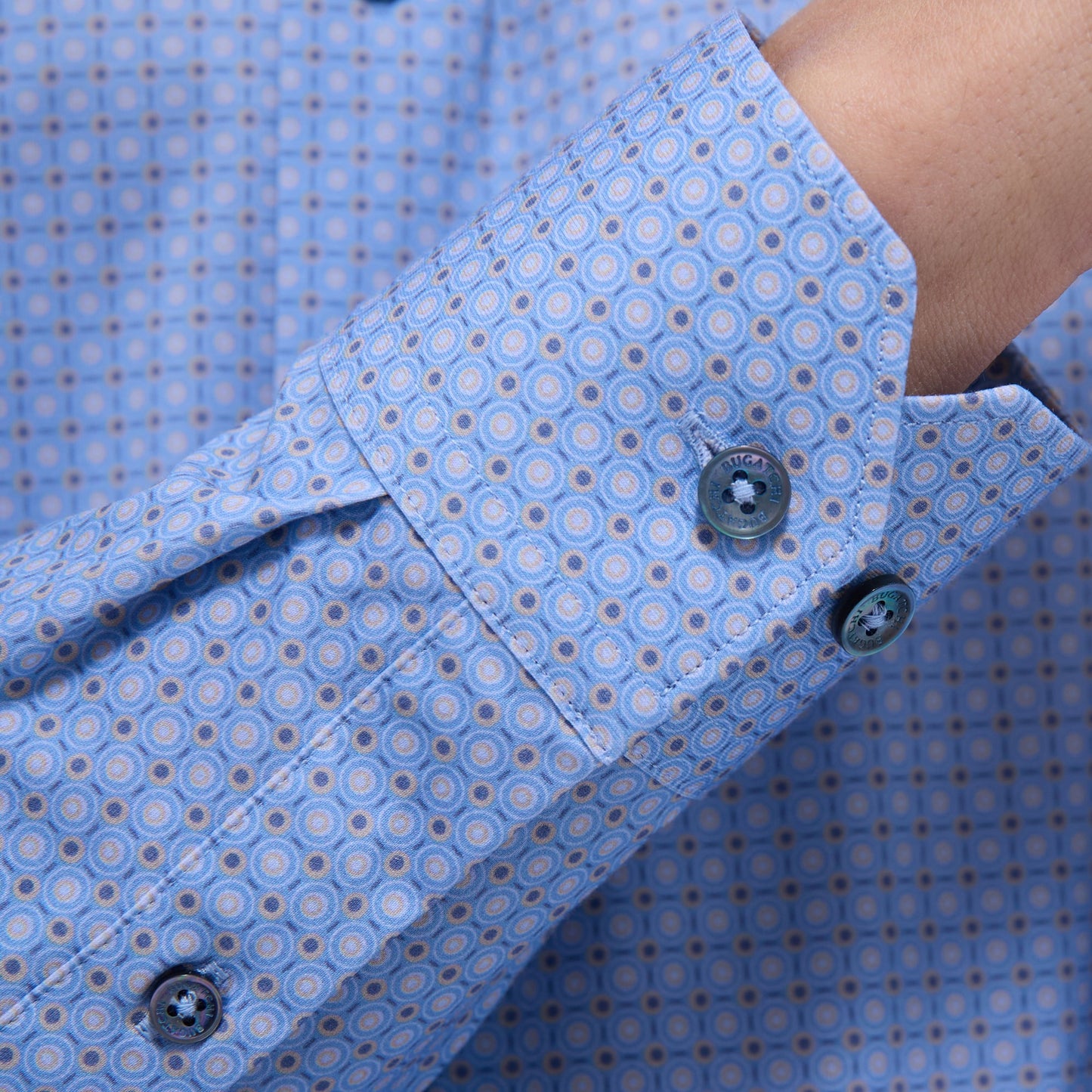 Bugatchi James Geometric OoohCotton® Shirt Air Blue