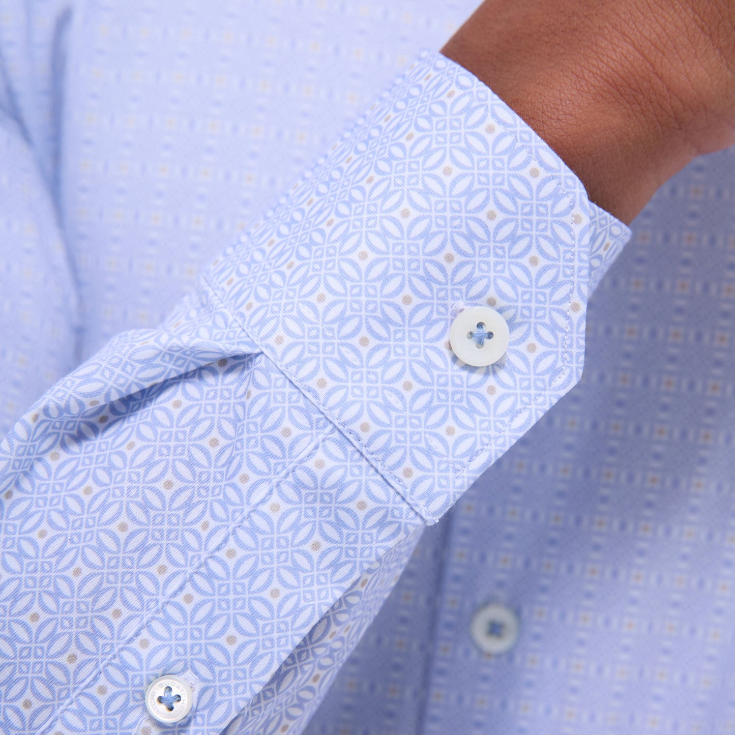 Bugatchi James Geometric OoohCotton® Shirt Air Blue