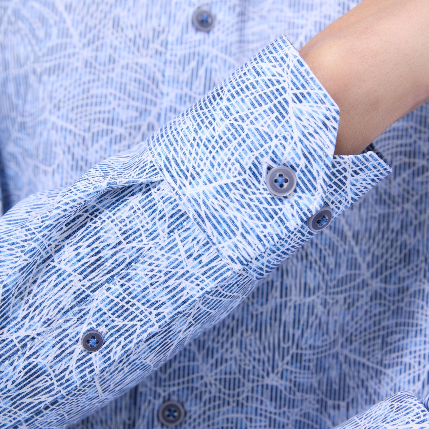 Bugatchi James Striped Abstract OoohCotton® Shirt Classic Blue