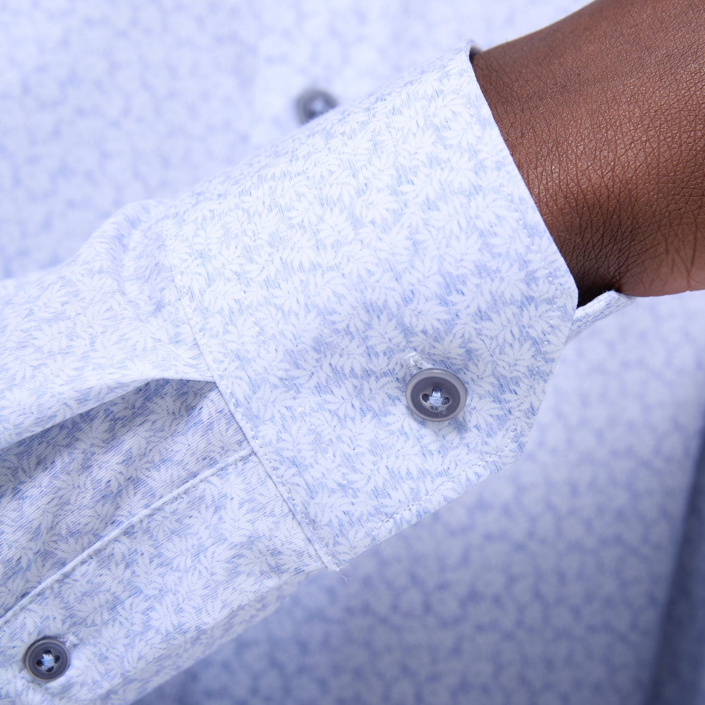 Bugatchi James Leaf Print OoohCotton® Shirt Air Blue