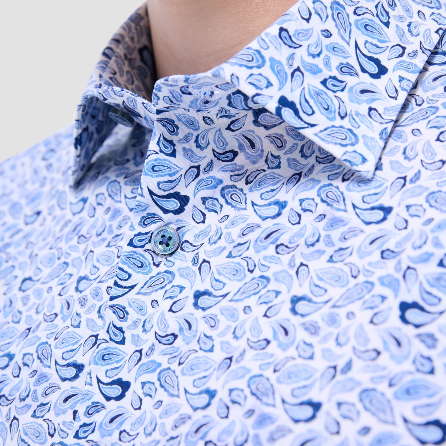 Bugatchi Miles Paisley OoohCotton® Short-Sleeve Shirt Classic Blue