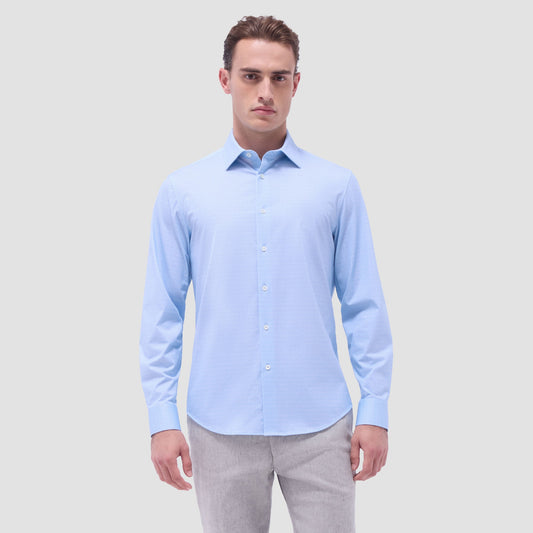 Bugatchi James Mini Check OoohCotton® Shirt Ice