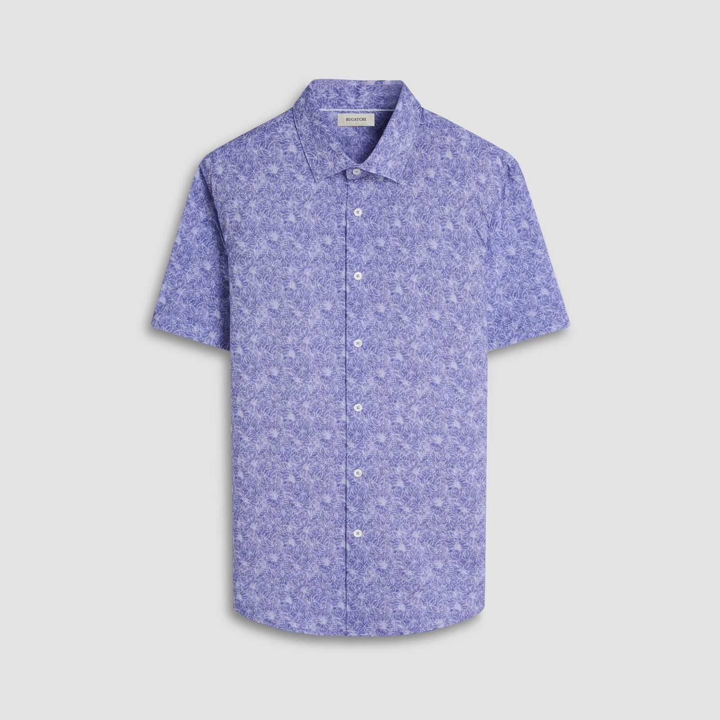 Bugatchi Miles Floral OoohCotton® Short-Sleeve Shirt Lilac