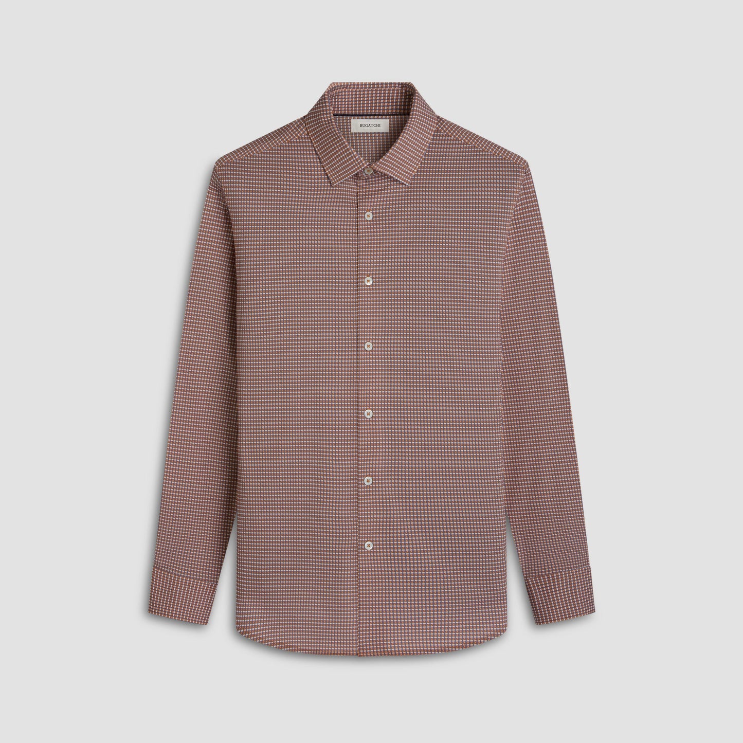 Bugatchi James Mini Check OoohCotton® Shirt Jaffa