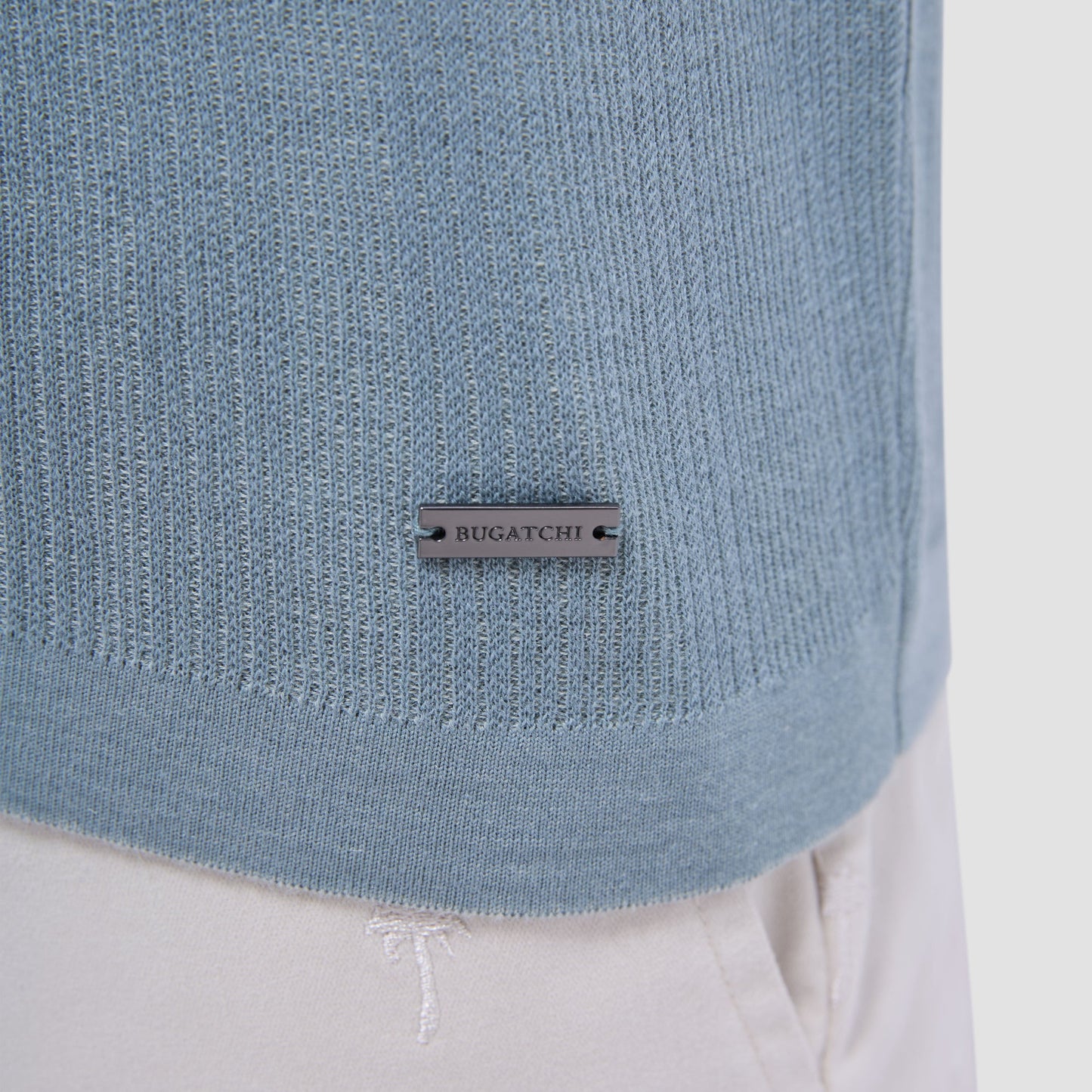 Bugatchi Two-Tone Rib Stitch Short Sleeve Johnny Sweater Mint