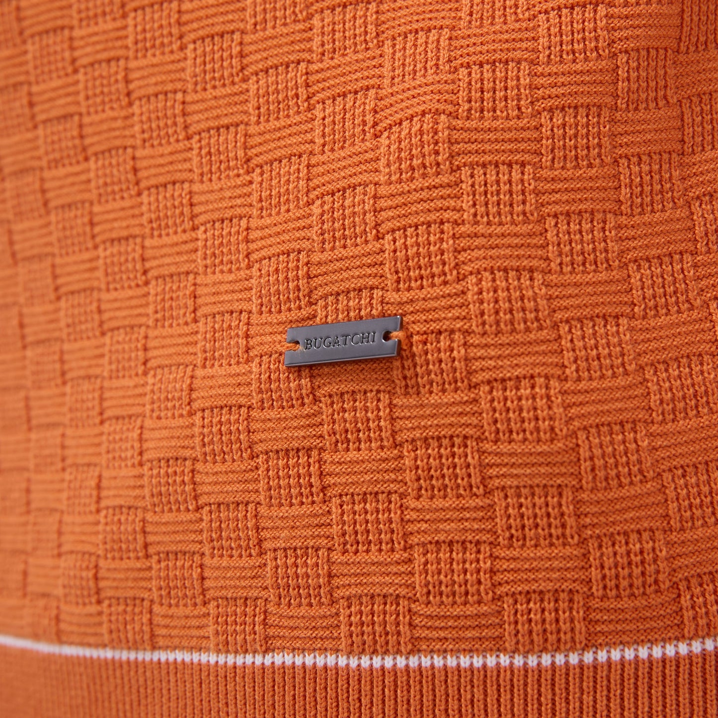 Bugatchi Basket Stitch Three Button Polo Sweater Jaffa