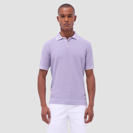 Bugatchi Basket Stitch Three Button Polo Sweater Lilac