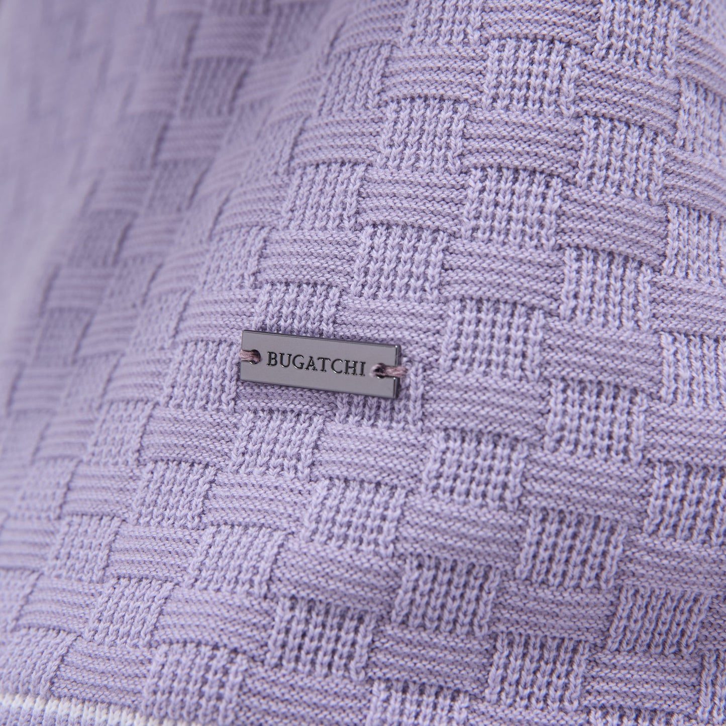 Bugatchi Basket Stitch Three Button Polo Sweater Lilac