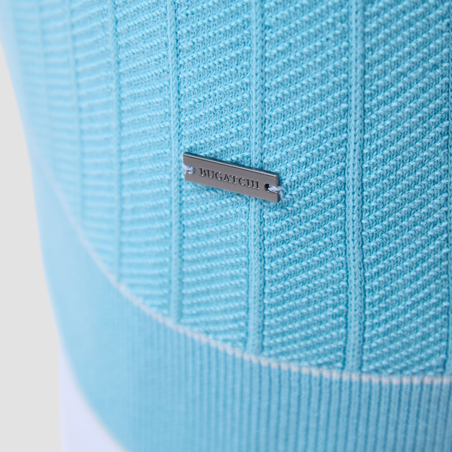 Bugatchi Wide Rib Short Sleeve Johnny Sweater Turquoise