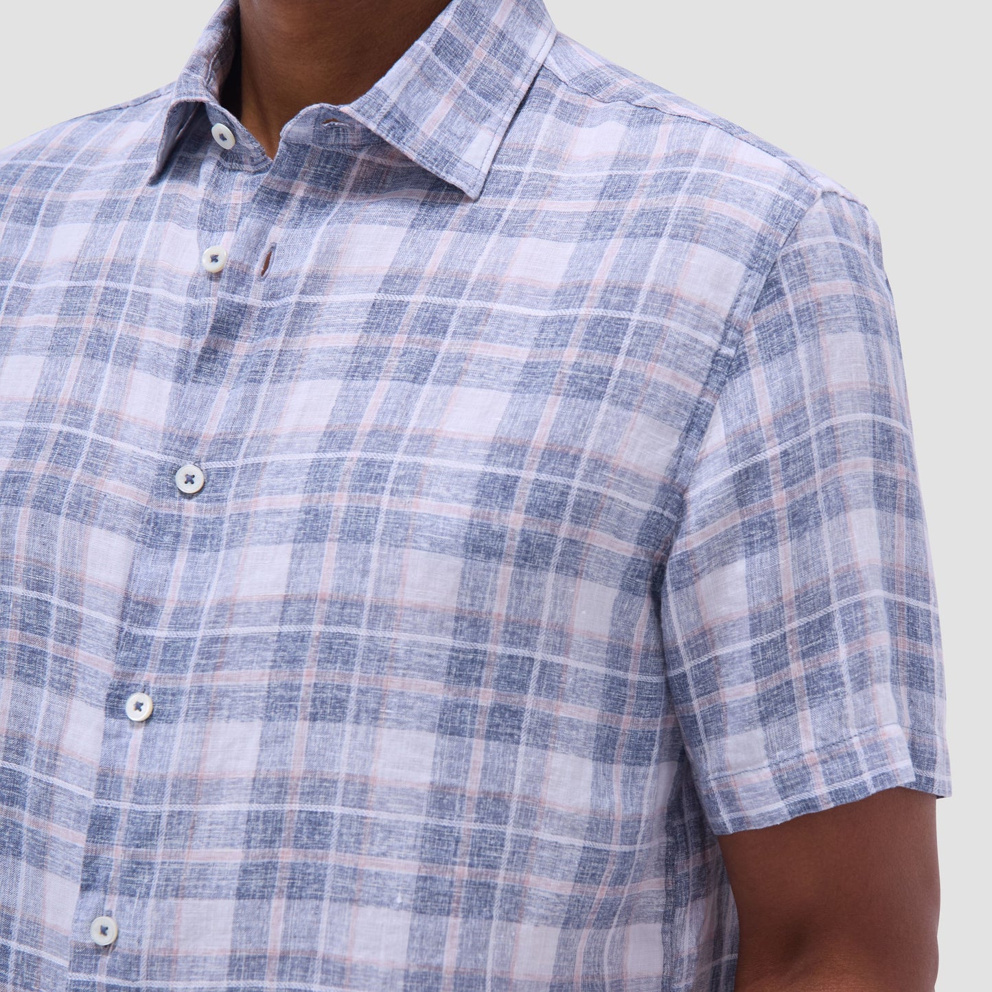 Bugatchi Orson Plaid Short-Sleeve Shirt Steel
