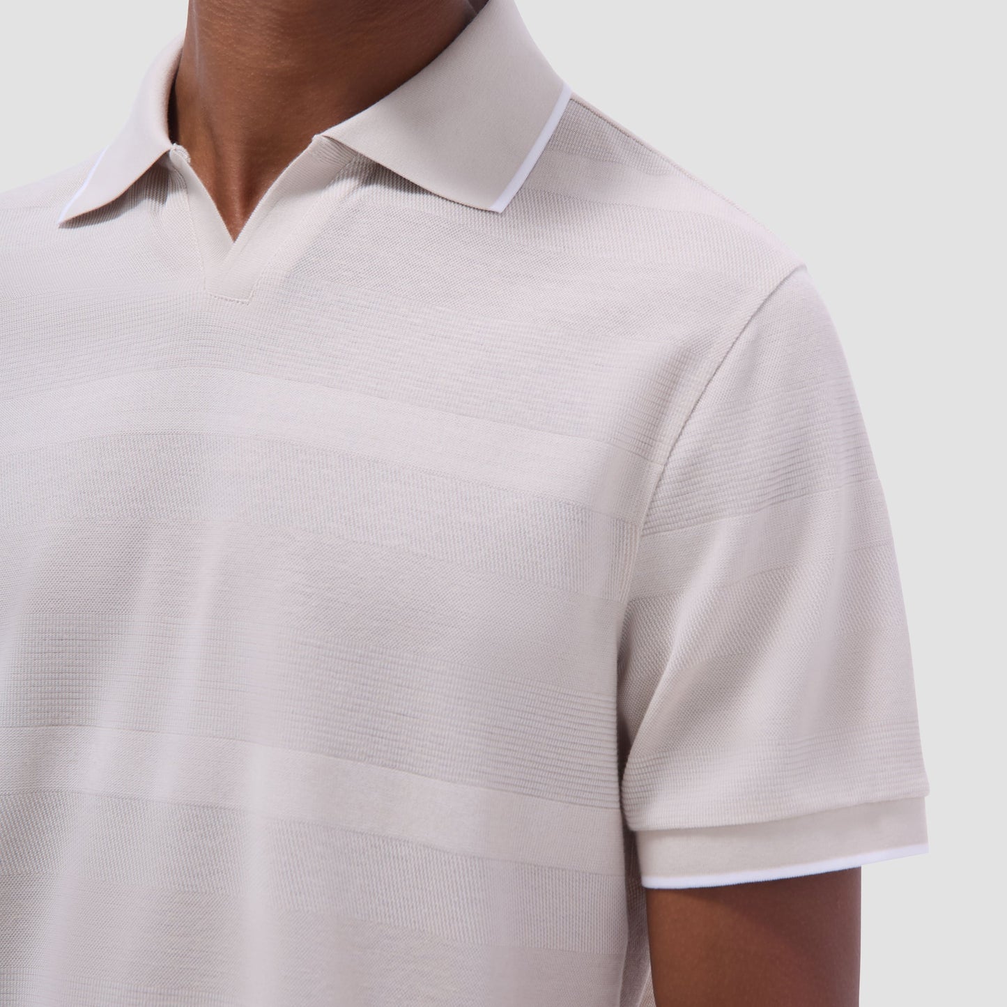 Bugatchi Mixed Media Johnny Collar Polo Shirt Almond
