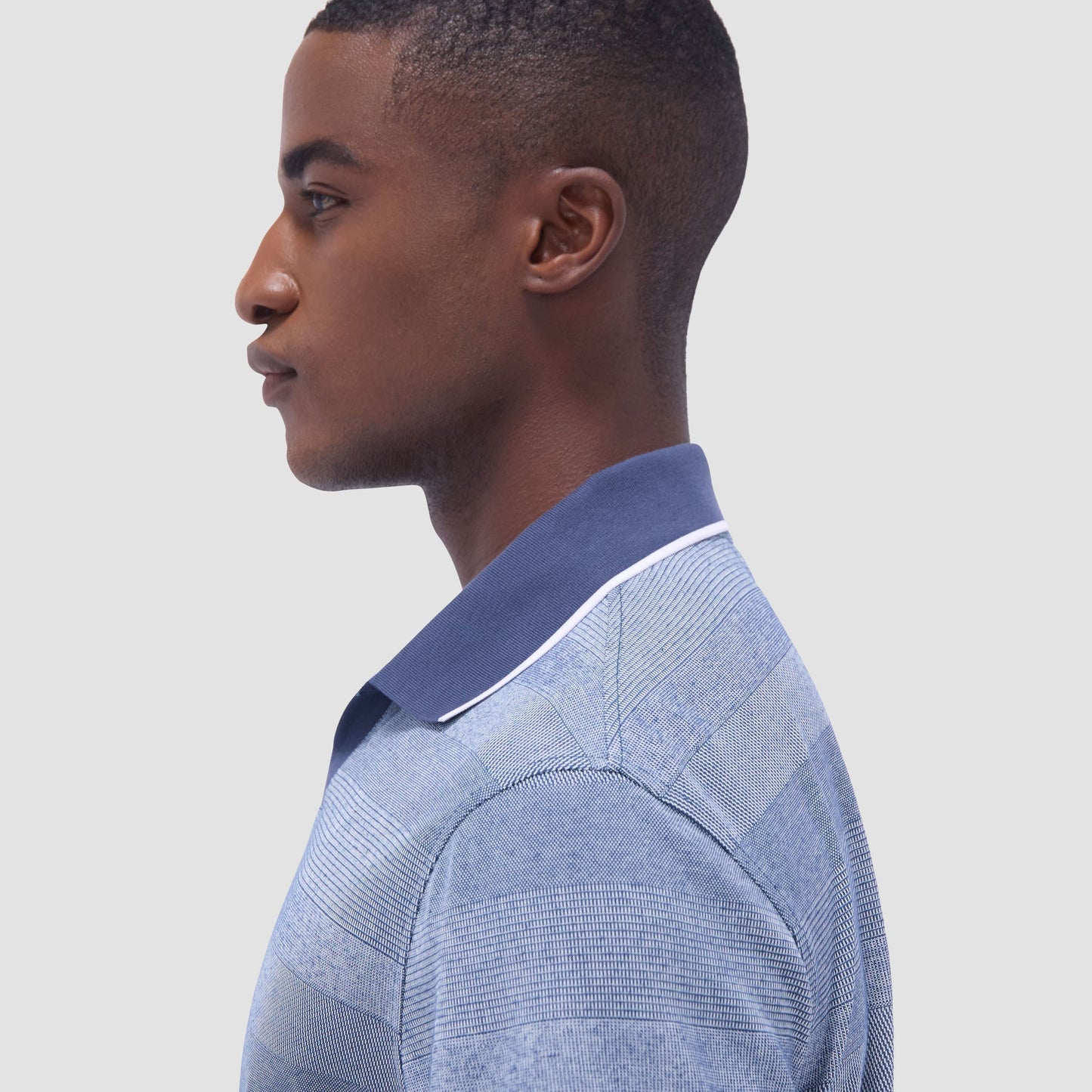Bugatchi Mixed Media Johnny Collar Polo Shirt Indigo