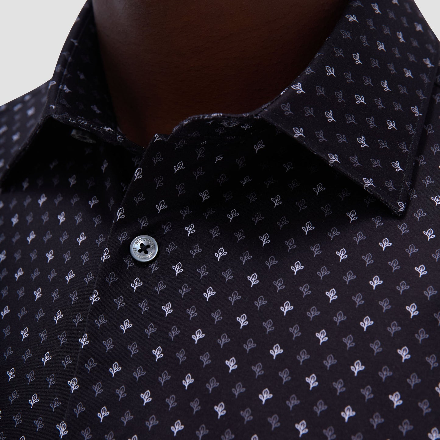 Bugatchi Miles Floral OoohCotton® Short-Sleeve Shirt Black