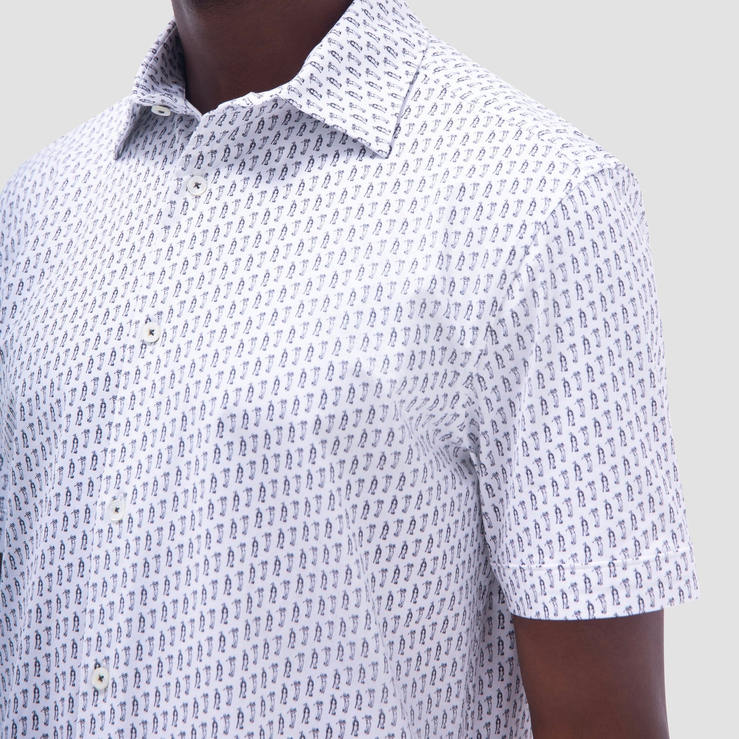Bugatchi Miles Golfer OoohCotton® Short-Sleeve Shirt White