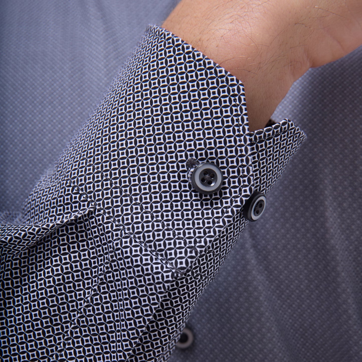 Bugatchi Devon Geometric OoohCotton® Shirt Black