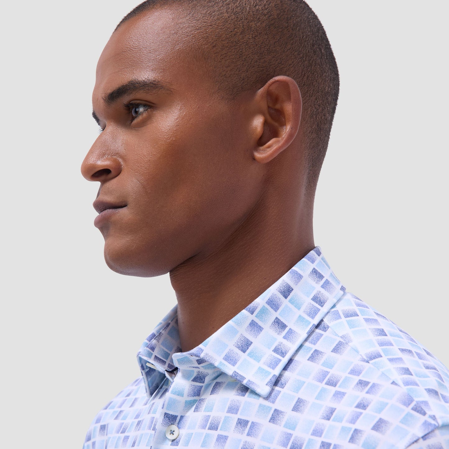 Bugatchi Jules Gradient Check OoohCotton® Shirt Ice