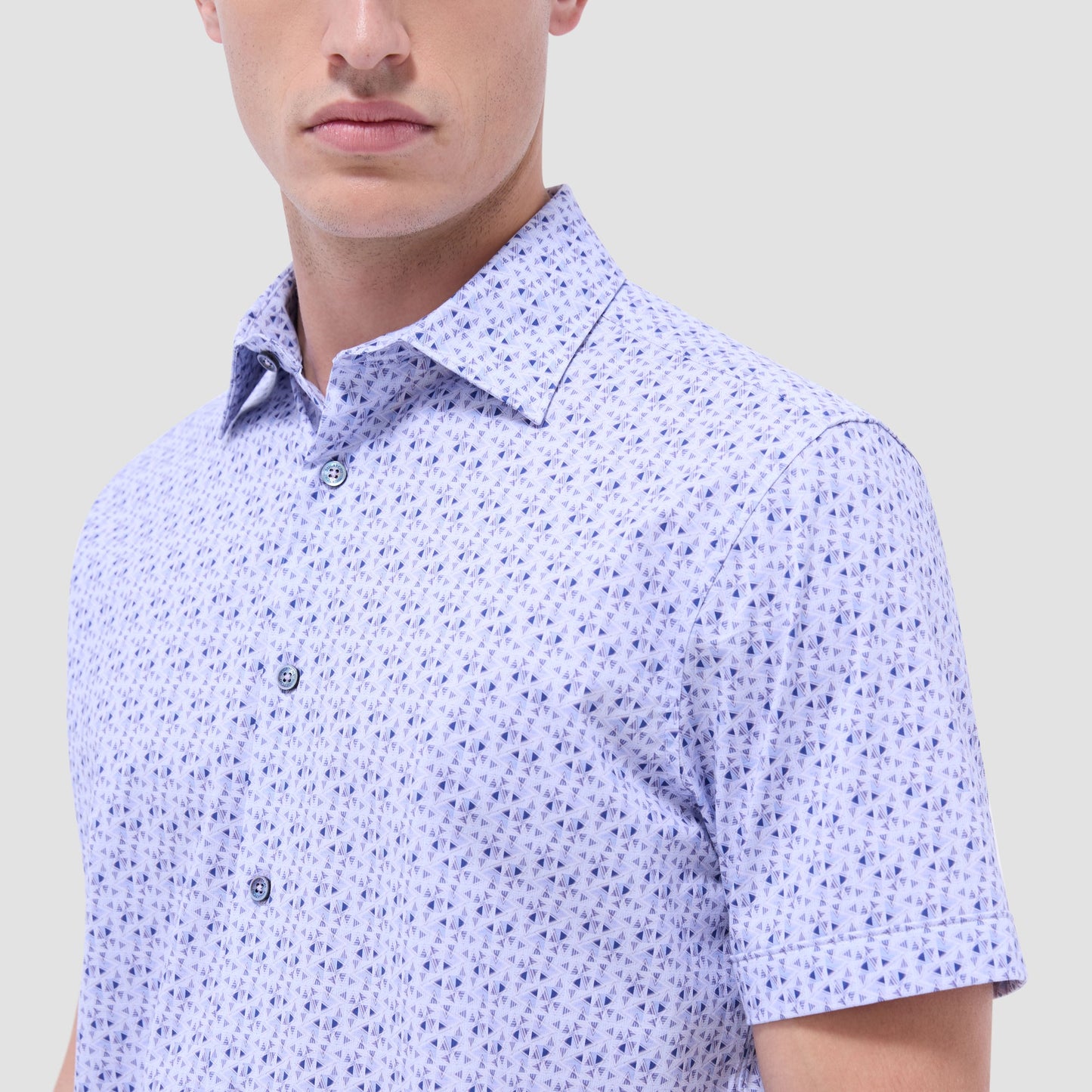 Bugatchi Miles Geometric OoohCotton® Short-Sleeve Shirt Lilac