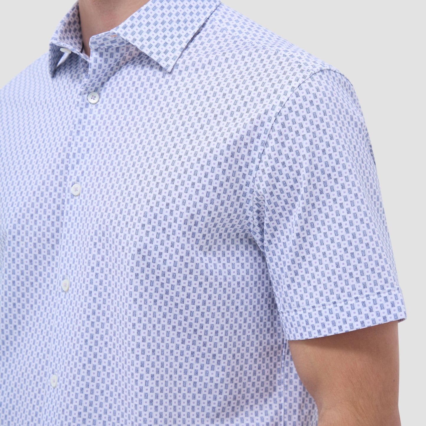Bugatchi Miles Geometric OoohCotton® Short-Sleeve Shirt Lilac