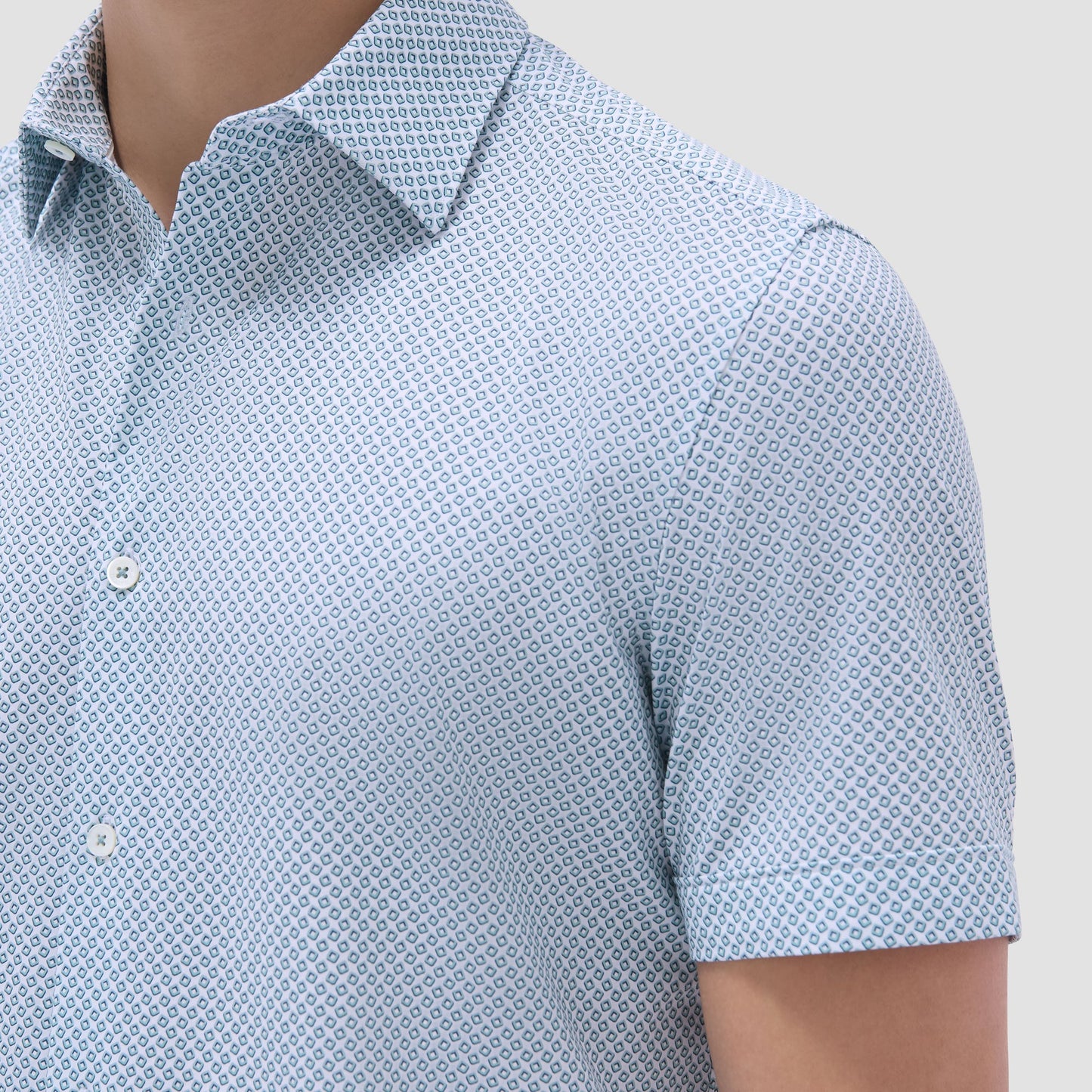 Bugatchi Miles Geometric OoohCotton® Short-Sleeve Shirt Mint