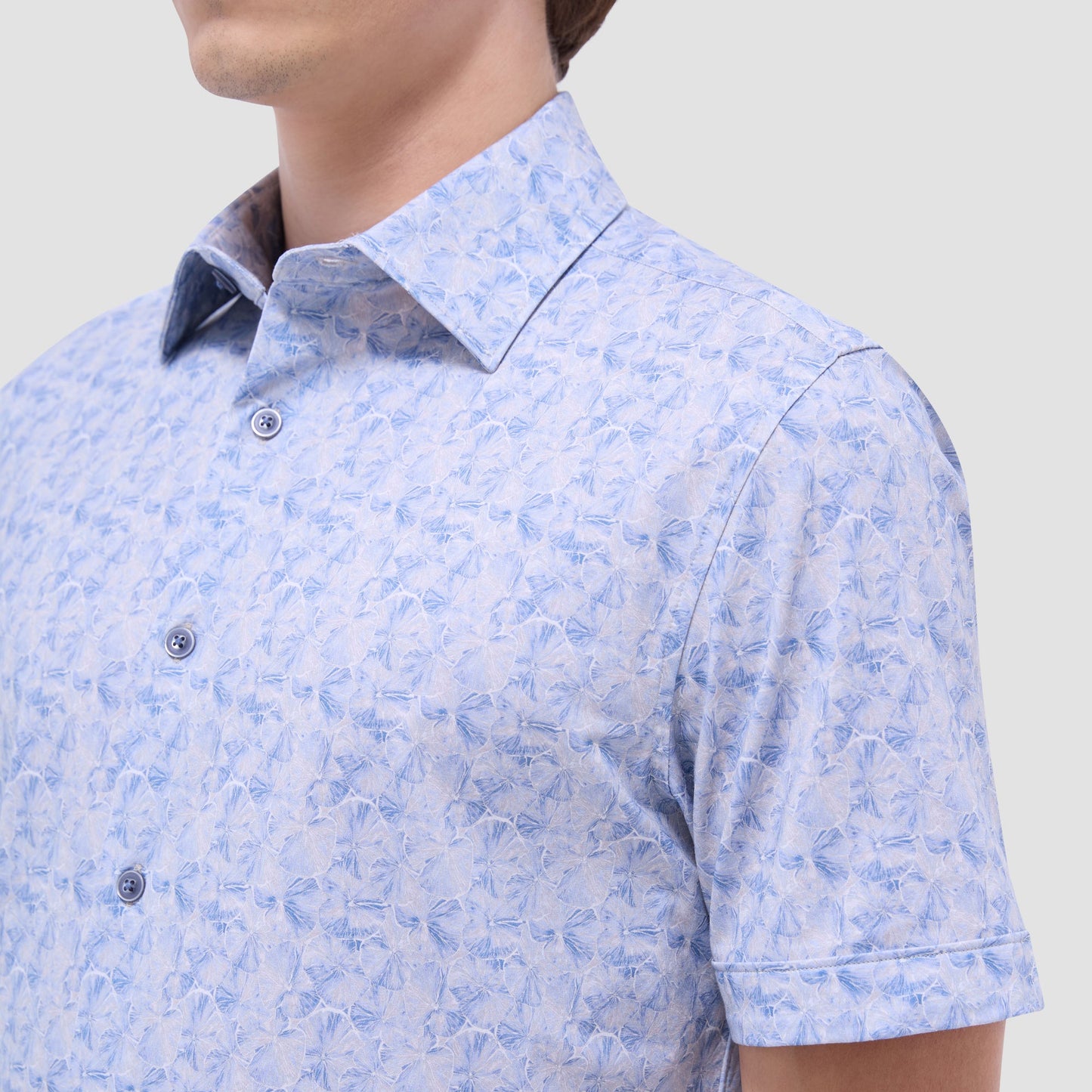 Bugatchi Miles Floral OoohCotton® Short-Sleeve Shirt Cobalt