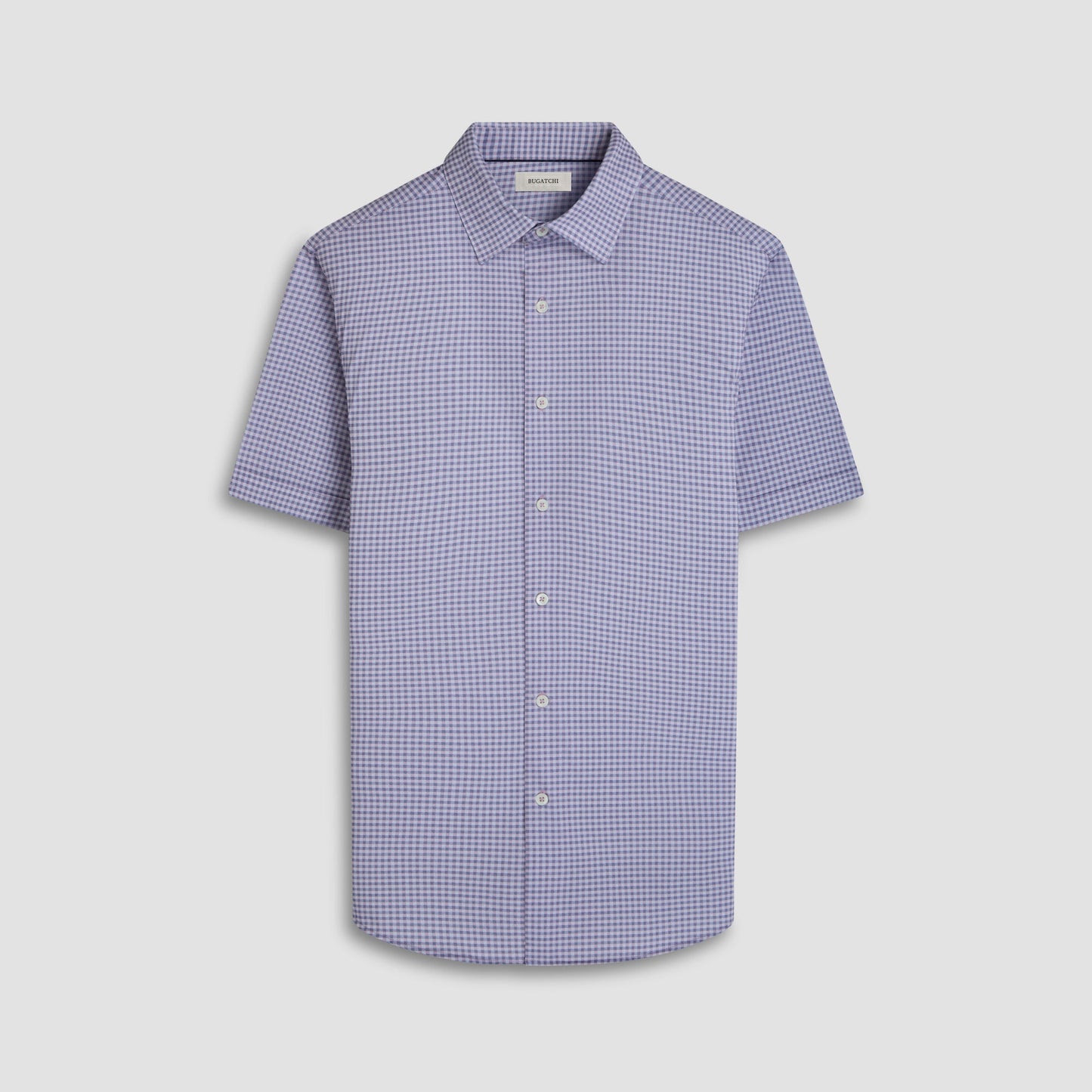 Bugatchi Miles Gingham Check OoohCotton® Short-Sleeve Shirt Pink