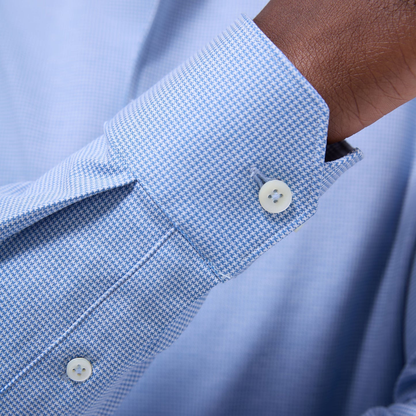 Bugatchi Devon Hound's Tooth OoohCotton® Shirt Classic Blue