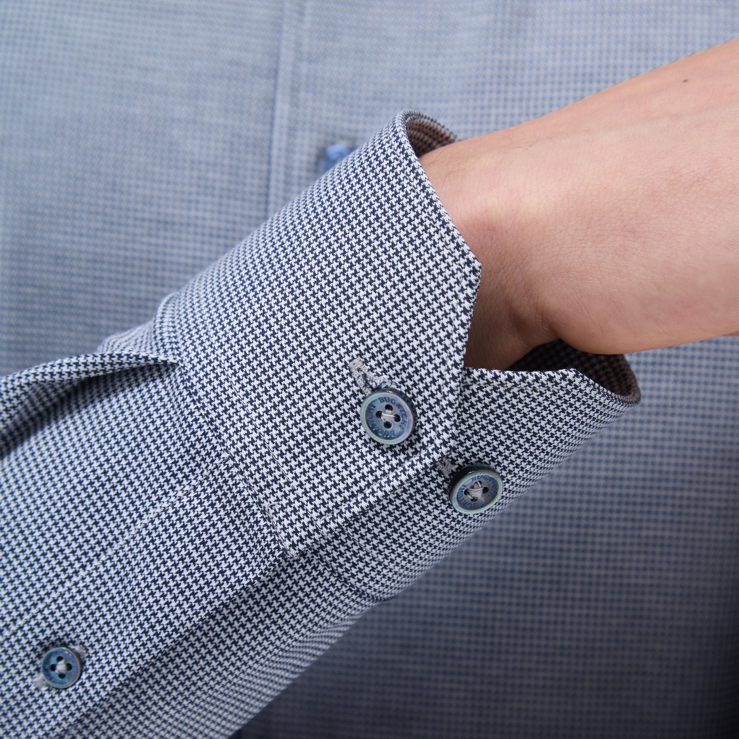 Bugatchi Devon Hound's Tooth OoohCotton® Shirt Navy