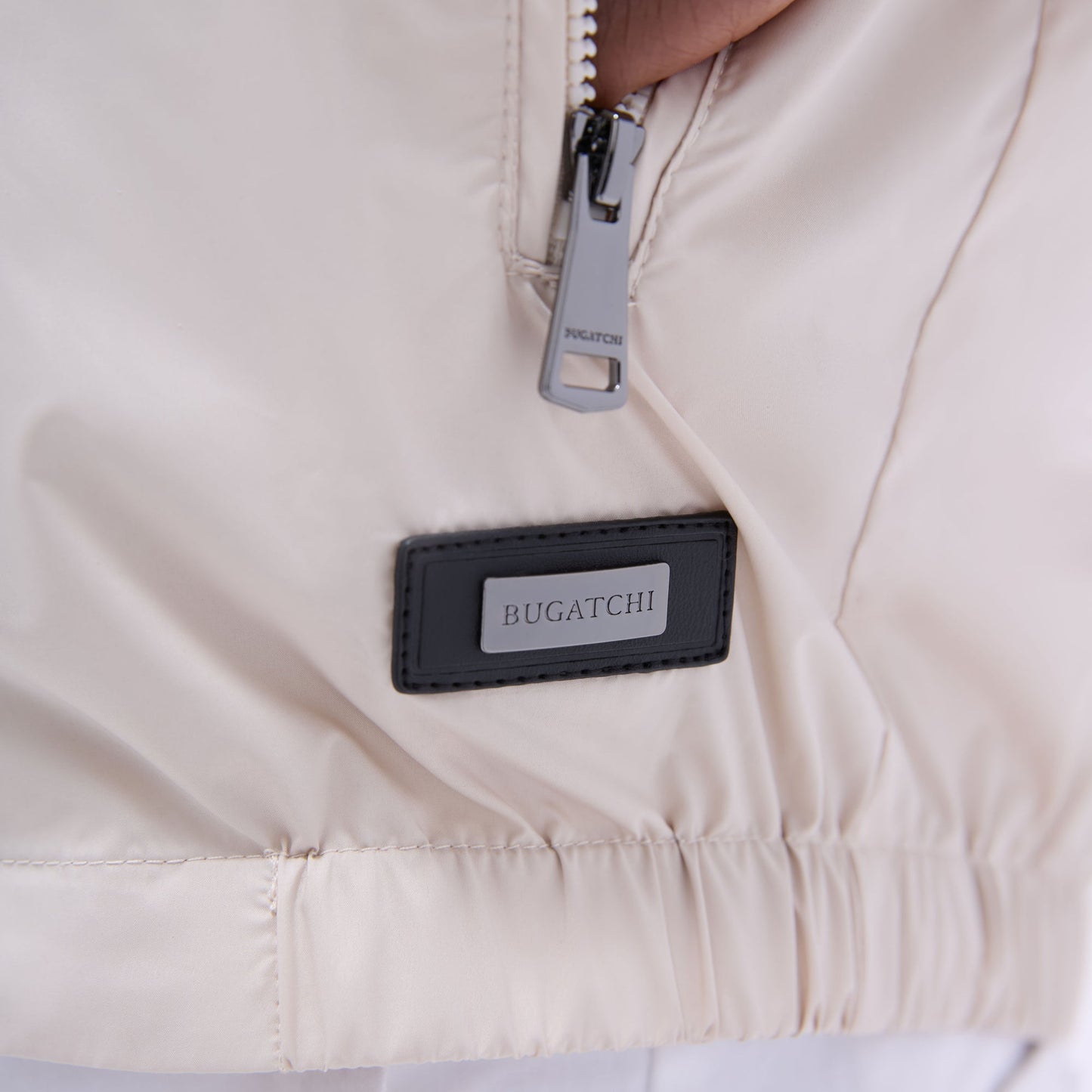 Bugatchi Packable Nylon Windbreaker Jacket Almond