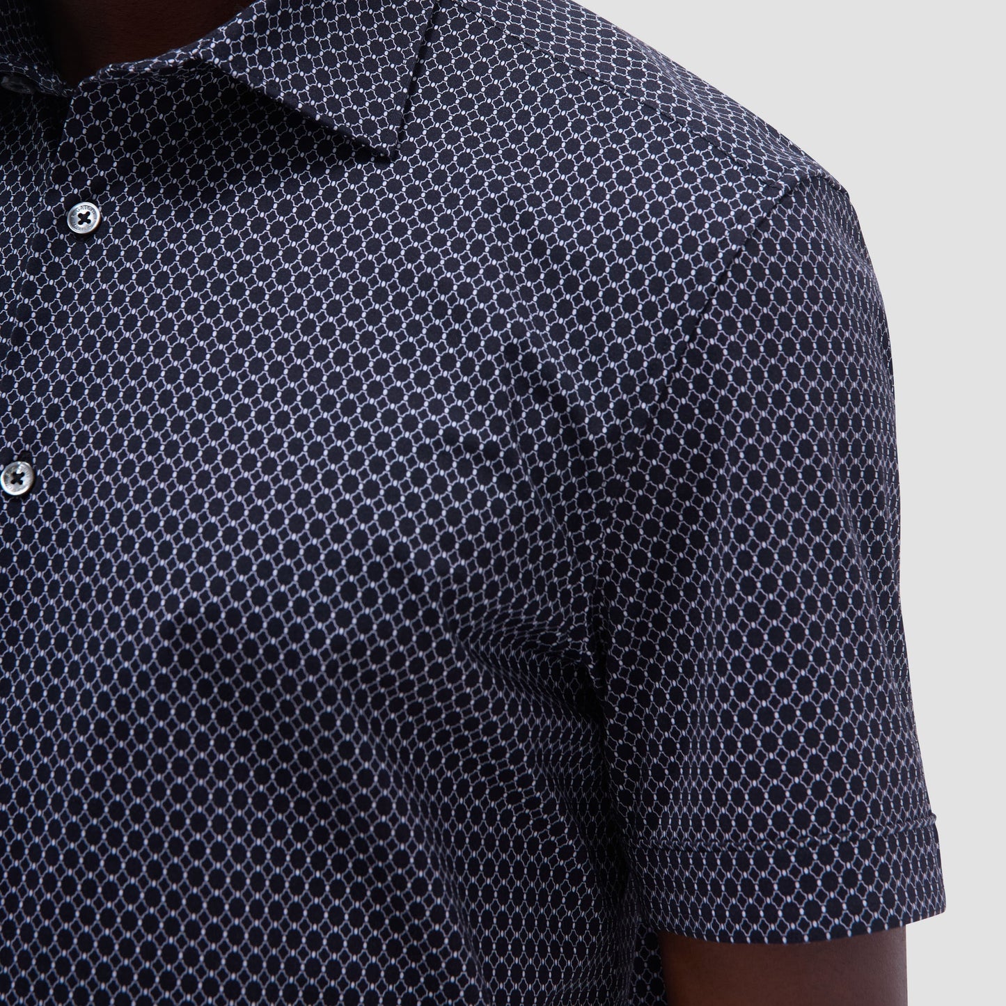 Bugatchi Milo Geometric Hexagon OoohCotton® Short-Sleeve Shirt Black