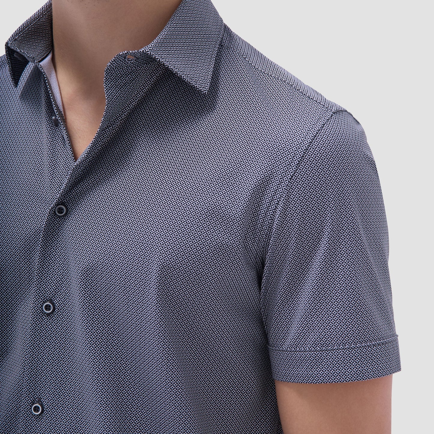 Bugatchi Milo Geometric OoohCotton® Short-Sleeve Shirt Black