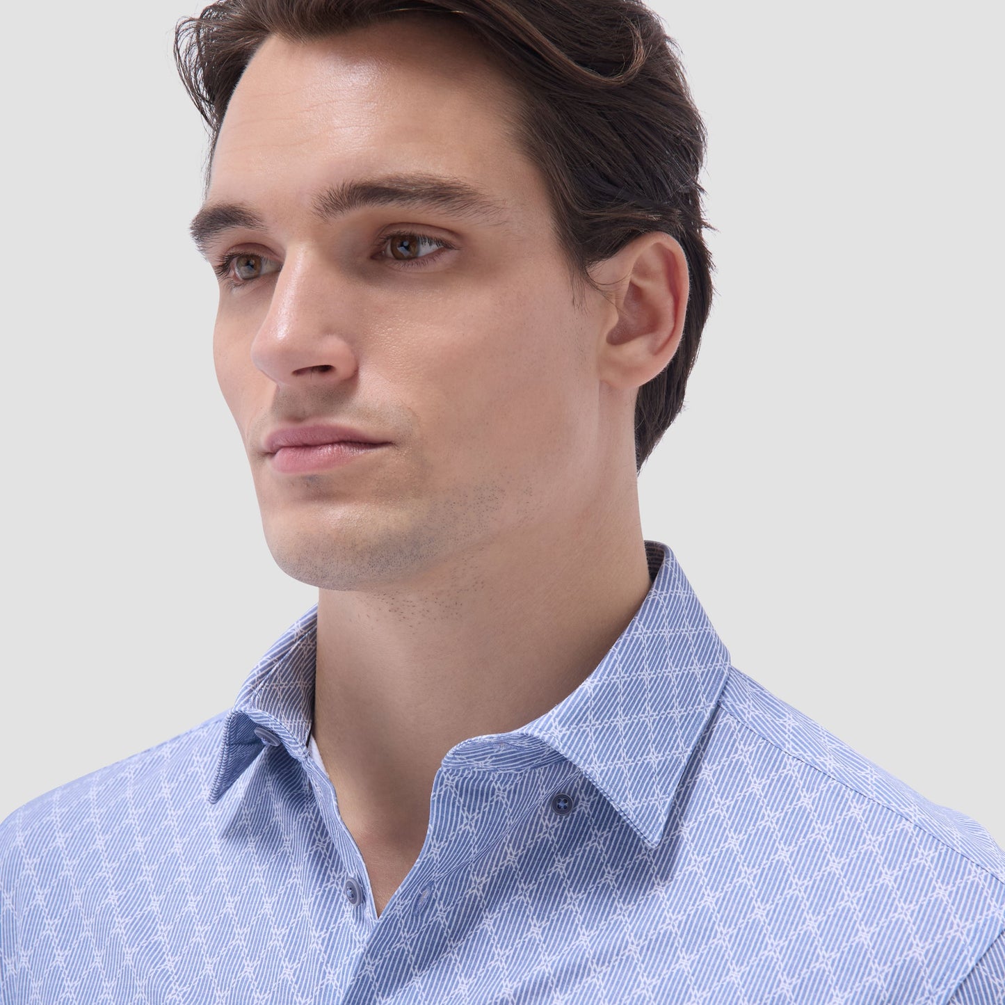 Bugatchi Jules Diamond Check OoohCotton® Shirt Cobalt