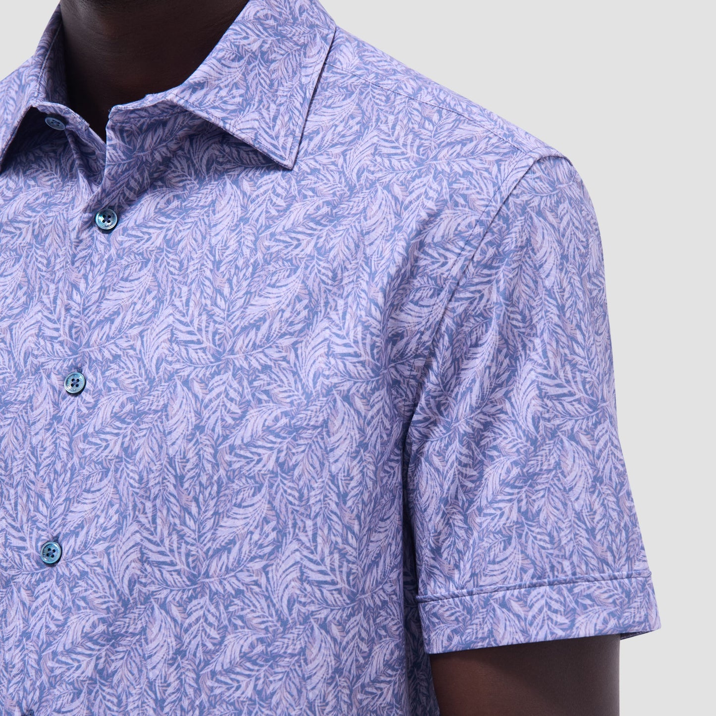 Bugatchi Milo Leaf Print OoohCotton® Short-Sleeve Shirt Lilac