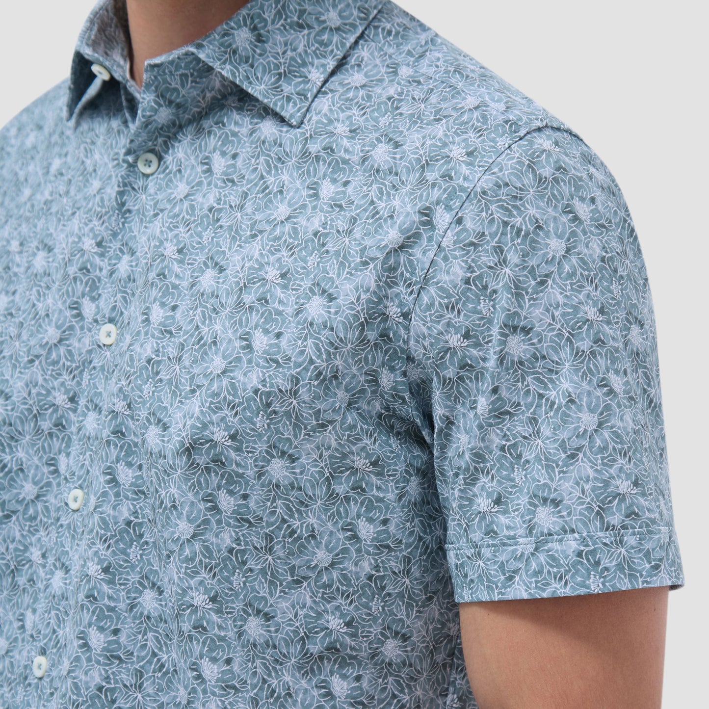 Bugatchi Miles Floral OoohCotton® Short-Sleeve Shirt Shark