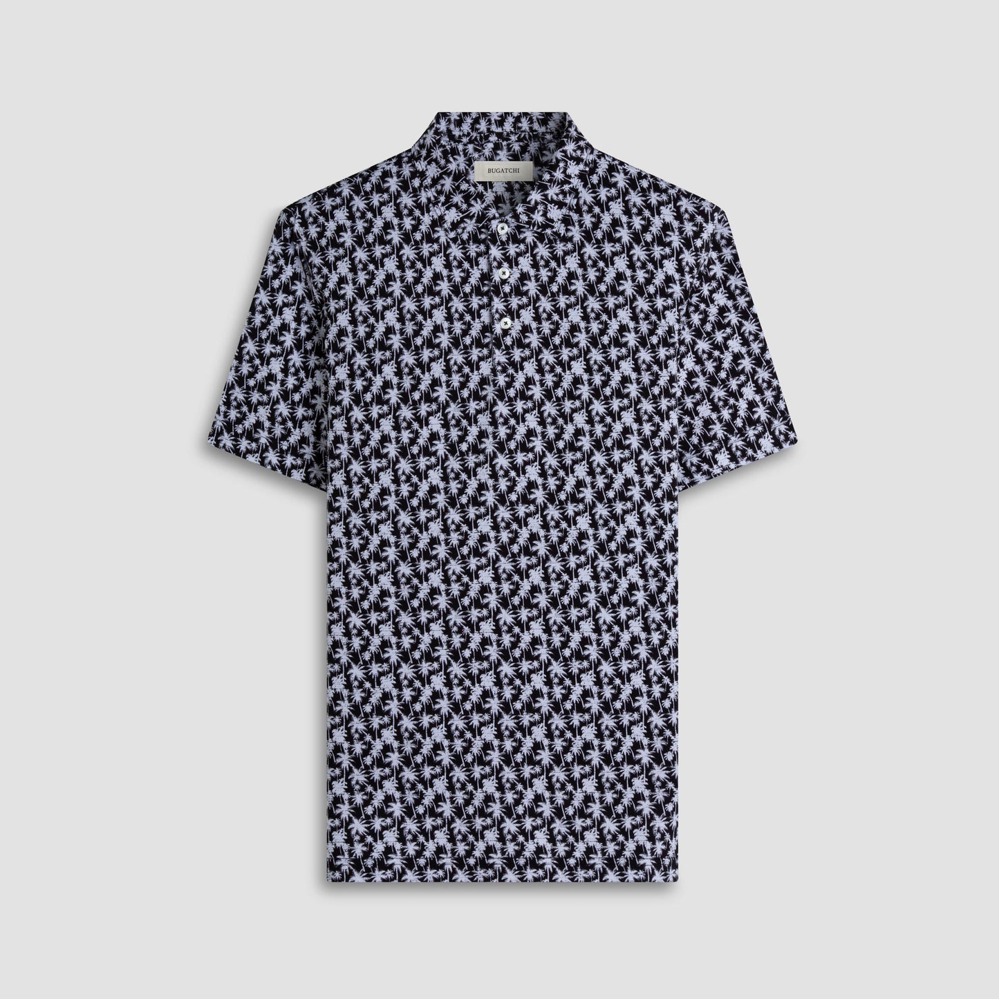 Bugatchi Victor Palm Tree OoohCotton® Polo Shirt Black