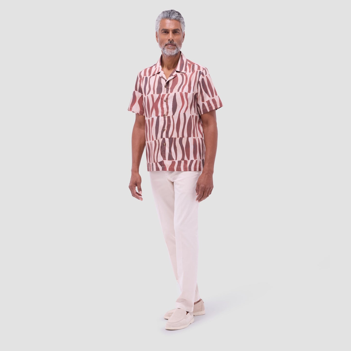 Bugatchi Jackson Abstract Zebra Camp Shirt Brick