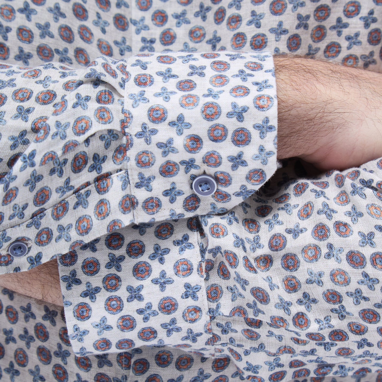 Bugatchi Julian Floral Micro Print Shirt Sand