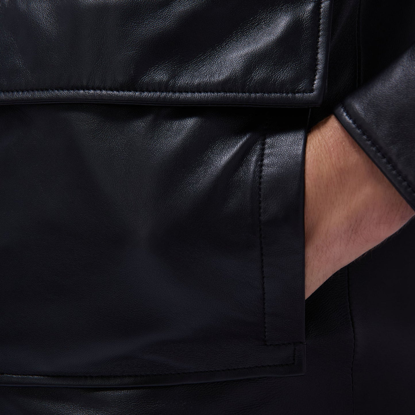 Bugatchi Leather Bomber Jacket Black